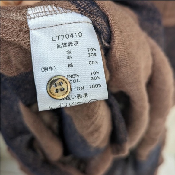 Ichi Antiquités Wide Stripe Long Sleeve Dress w/ collar, buttons, pockets - Picture 5 of 6